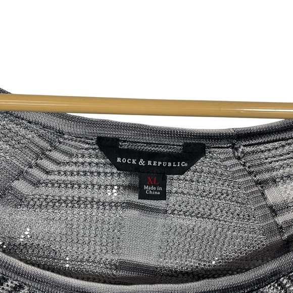 VINTAGE Rock & Republic Marled Open-Work Sweater in Grey Size XL - Picture 11 of 12